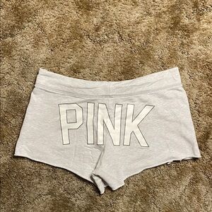 PINK Victoria’s Secret Gray Y2K Style Logo Sweatpants Shorts Size Medium